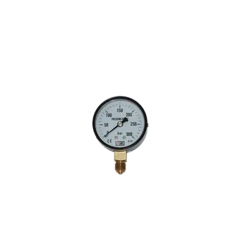 JTLine Manometr 63mm JTLine, 300 bar, O2 čistý, černý plech, kryt, odchylka 1.6%