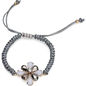 Náramek Intrigue Kožený náramek s krystaly 59802