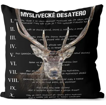 Dekorativní polštářek Polštář 40 x 40 cm - Myslivecké desatero
