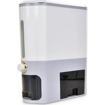 Dávkovač mýdla GOURMET | 8 kg | dávkovač sypkých potravin s okénkem & zásuvkami šedo-bílý