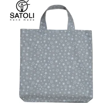 Nákupní taška Šatoli.cz Dětská bavlněná taška bílé hvězdičky na šedé