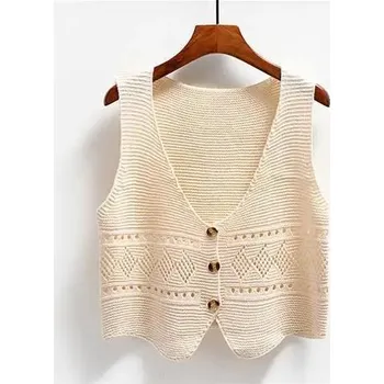Pletená vesta s knoflíky Velikost: S, Barva (Varianta): Apricot Single Vest