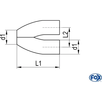 Y-Adapter für Endrohre 55mm - Lochabstand: 95mm d1 55mm - L1: 170 - L2: 95mm FOX UNI-EH55-95