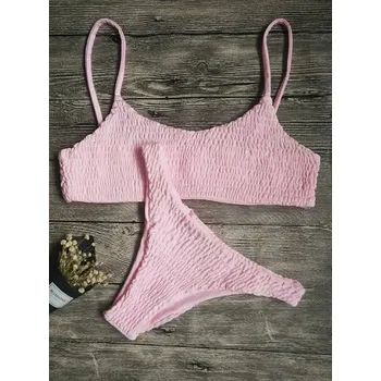 Dámské plavky Pletené dvoudílné plavky, top s ramínky Barva: Růžová, Velikost: S