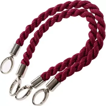 Příze Ucha na tašky Inda délka 50 cm Vínová se stříbrným kováním (Luxusní ucha na kabelky a tašky Inda Vínová se stříbrem)