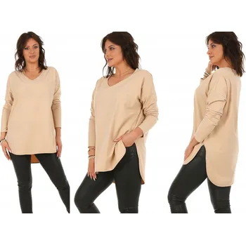 Dámská halenka Fashionweek Pohodlná bavlněná tunika s dlouhým rukávem MF630 Barva: Béžový, Velikost: Universal