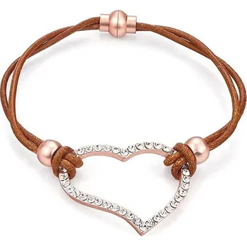 Náramek Intrigue Kožený náramek s krystaly 60350