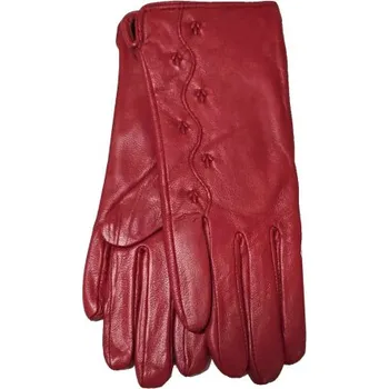 Rukavice Dámské zateplené rukavice z pravé kůže červené, Velikost M