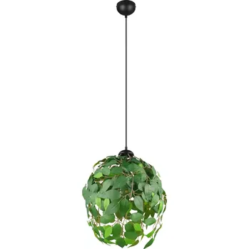 Trio Leuchten R10461915 LEAVY - Závěsný lustr s lístečky v zelené barvě Ø 38cm, 1 x E27 (Závěsné svítidlo se zelenými plastovými lístečky)
