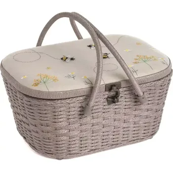 Organizér galanterie Oválný koš na šití, pletení a háčkování - Včela (Sewing Box with Wicker Bee)