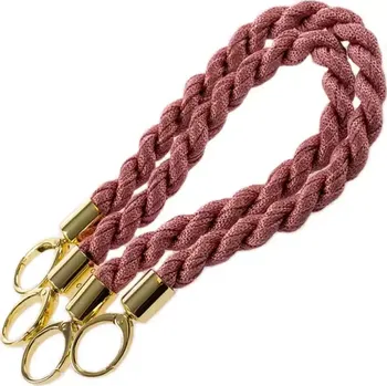 Příze Ucha na tašky Inda délka 50 cm Starorůžová se stříbrným kováním (Luxusní ucha na kabelky a tašky Inda Starorůžová se stříbrem)