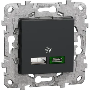 Elektrická zásuvka SCHNEIDER ELECTRIC Dvojité nabíjecí USB A+C (45W), Antracit NU501354