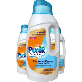 Odstraňovač skvrn Purox tekutý odstraňovač skvrn na bílé oblečení 1,5 l