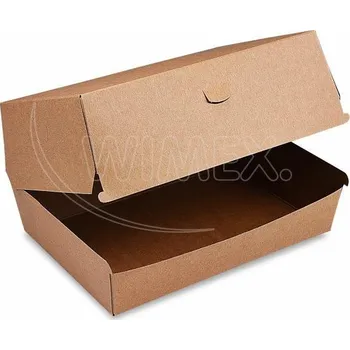 Jednorázové nádobí Box na hamburger PLUS, 19,5 x 13,5 x 10 cm, hnědý, nepromastitelný [50 ks]