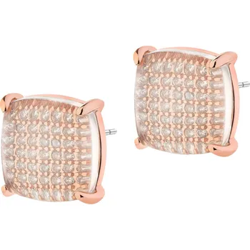 Náušnice Pozlacené náušnice z mosazi se zirkony a skleněnými detaily - čtverce - AR539-8324