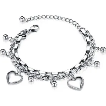 Náramek Dámský ocelový náramek s přívěšky Marianne Stříbrný Titan Jewerly 97k-cube