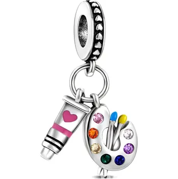 Přívěsek 4U Stříbrný přívěsek korálek malířské potřeby