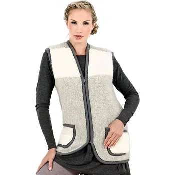 Dámská vesta Ovčí věci Vesta z ovčí vlny ALPEN ZIP dvoubarevná velikost Merino: L