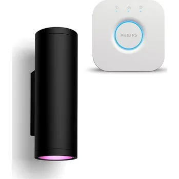 Žárovka Philips HUE Appear Hue WACA EU wall lantern black + Philips HUE Bridge EU