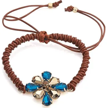 Náramek Intrigue Kožený náramek s krystaly 59804