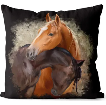 Dekorativní polštářek Polštář 40 x 40 cm - Dva koně