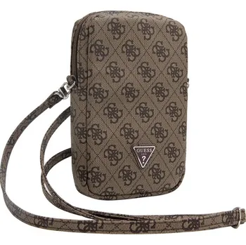 Pouzdro na mobilní telefon Guess PU 4G Triangle Logo Wallet Phone Bag Zipper, hnědá Guess PU 4G Triangle Logo Phone bag se zipem je perfektní taška přes rameno