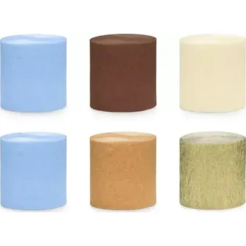 Party dekorace Sada krepových pásek modro béžový mix 5 cm x 10 m