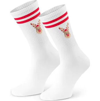 Pánská móda Bílé pánské vánoční ponožky Art.136 KM151, WHITE Velikost: 44/46