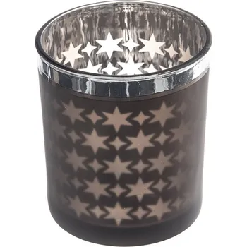 Svícen Svícen sklo/kov hvězdy hnědý 9x9x10 cm