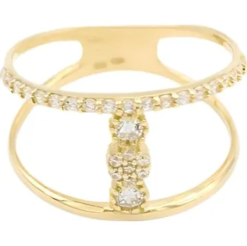 Prsten Zlatý prsten dvojitý se zirkony 2,45g