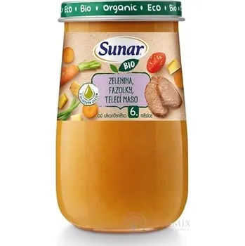 Sunar BIO příkrm ZELENINA, FAZULKY, TELECÍ MASO s olivovým olejem (od ukonč. 6. měsíce) 190 g