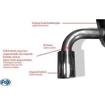 Koncovka výfuku FOX Nerezový výfuk | Koncovka výfuku - Mazda CX-5 (KE, GH), 2.2D, 2011-0, MA220020-133