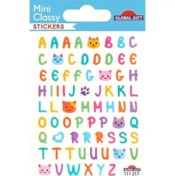 samolepka Nálepky Mini Classy s glitry, Písmenka se zvířátky