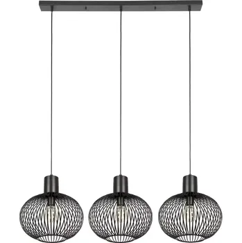 Trio Leuchten 365700332 GILA - Vintage závěsné trojramenné černé svítidlo, 3 x E27, 120cm (Černý vintage lustr nad jídelní stůl nebo sedačku)