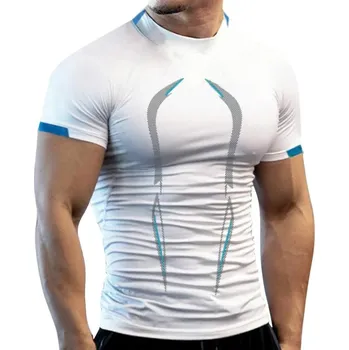 Pánské tričko Sportovní pánské tričko prodyšné obepínají Barva: Bílá, Velikost: 4XL