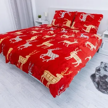 Povlečení Mikroplyšové povlečení - Sobíci 140 x 200, 70 x 90 cm zip