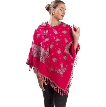 Dámské pončo Pončo se vzory PANKAJ červené VI.