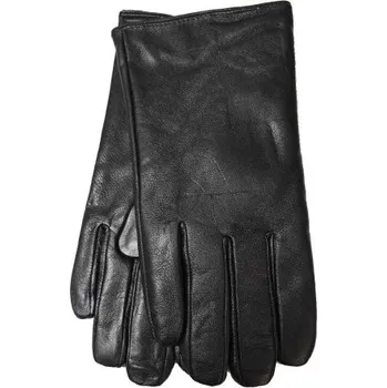 Rukavice Pánské zateplené rukavice z pravé kůže černé bez vzoru, Velikost XXL