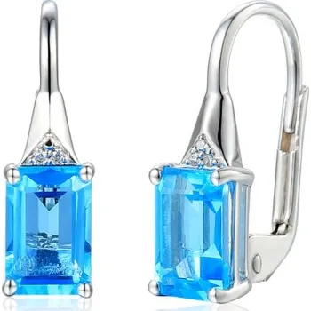 Náušnice Gems, Klasické náušnice Clementine, bílé zlato s brilianty a modrými topazy (blue topazy), 585-38-3-4541.1B00.0.00.HSI.603.08