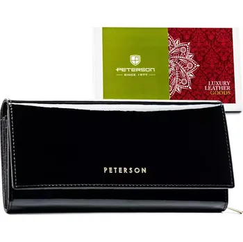 Peněženka Peterson Lakovaná dámská kožená peněženka v krabičce černá