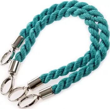 Příze Ucha na tašky Inda délka 50 cm Tyrkysová se stříbrným kováním (Luxusní ucha na kabelky a tašky Inda Tyrkysová se stříbrem)