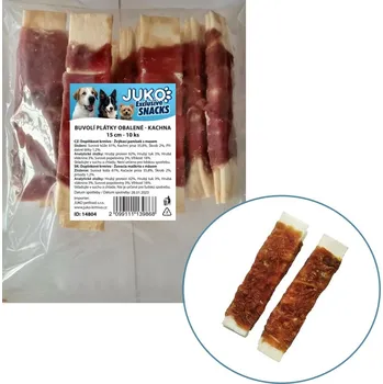 Pamlsek pro psa JUKO petfood s.r.o. Plátky buvolí obalené kachním masem JUKO Snacks 15 cm (10 ks)
