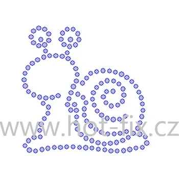 D089 - šnek nažehlovací hot-fix kamínkový potisk na textil, rozměry cca 5,3x5,3cm barva: kameny barva 201 AB Crystal /stříbrná s duhovým efektem