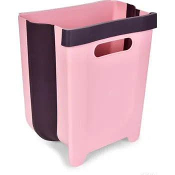 Odpadkový koš COMPACTOR | 7 L | skládací kuchyňský zbytkovník závěsný na dvířka linky pastelově růžový