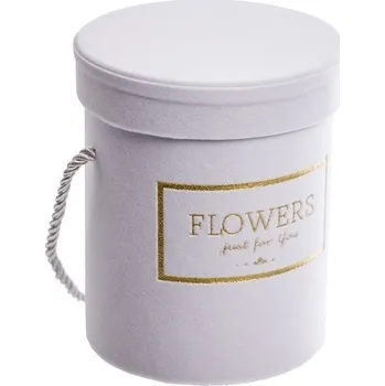 Dárková krabička Flower box bílý sametový, 15x12,5 cm