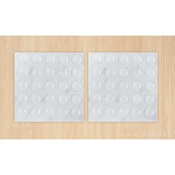 Podložka pod nábytek SECURITY | 50 ks samolepicí silikonové tlumicí podložky | nárazníky na dvířka, šuplíky a nábytek | Ø 1 cm