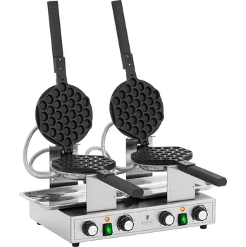 Vaflovač Bublinkový vaflovač - 2 x 1 400 W - 50–250 °C - časovač 0–5 min - Royal Catering RCWM-2800-B