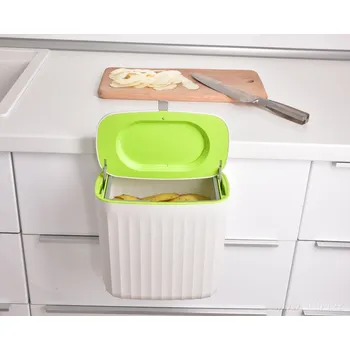 Odpadkový koš Kuchyňský zbytkovník | 7 L | závěsný koš na odpadky s víkem na dvířka kuchyňské linky zelený
