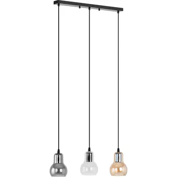 Uniprodo Závěsný lustr - 3 světelné zdroje - kouřové sklo ve tvaru zvonu UNI_LD_03