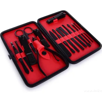 BEAUTY | luxusní manikúra a pedikúra | 16dílná sada | kompletní péče v etui | ocel | červená